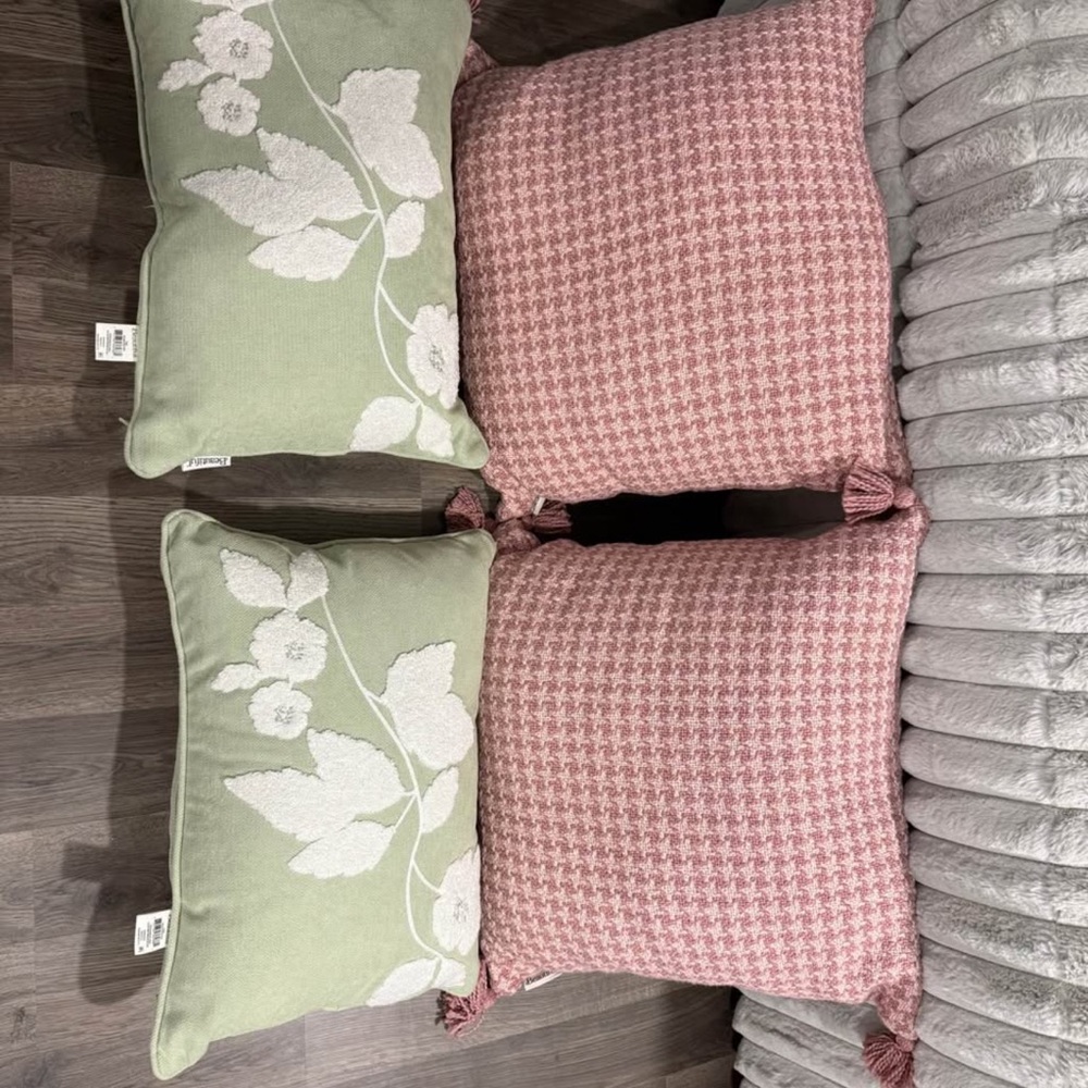 Pink and Green Decorative Throw Pillows